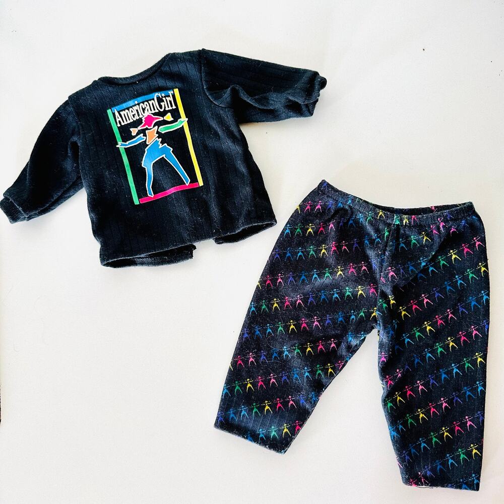 AMERICAN GIRL DOLL TODAY Black Rainbow PJs Set 1 Pajama Pants Shirt Sleepover